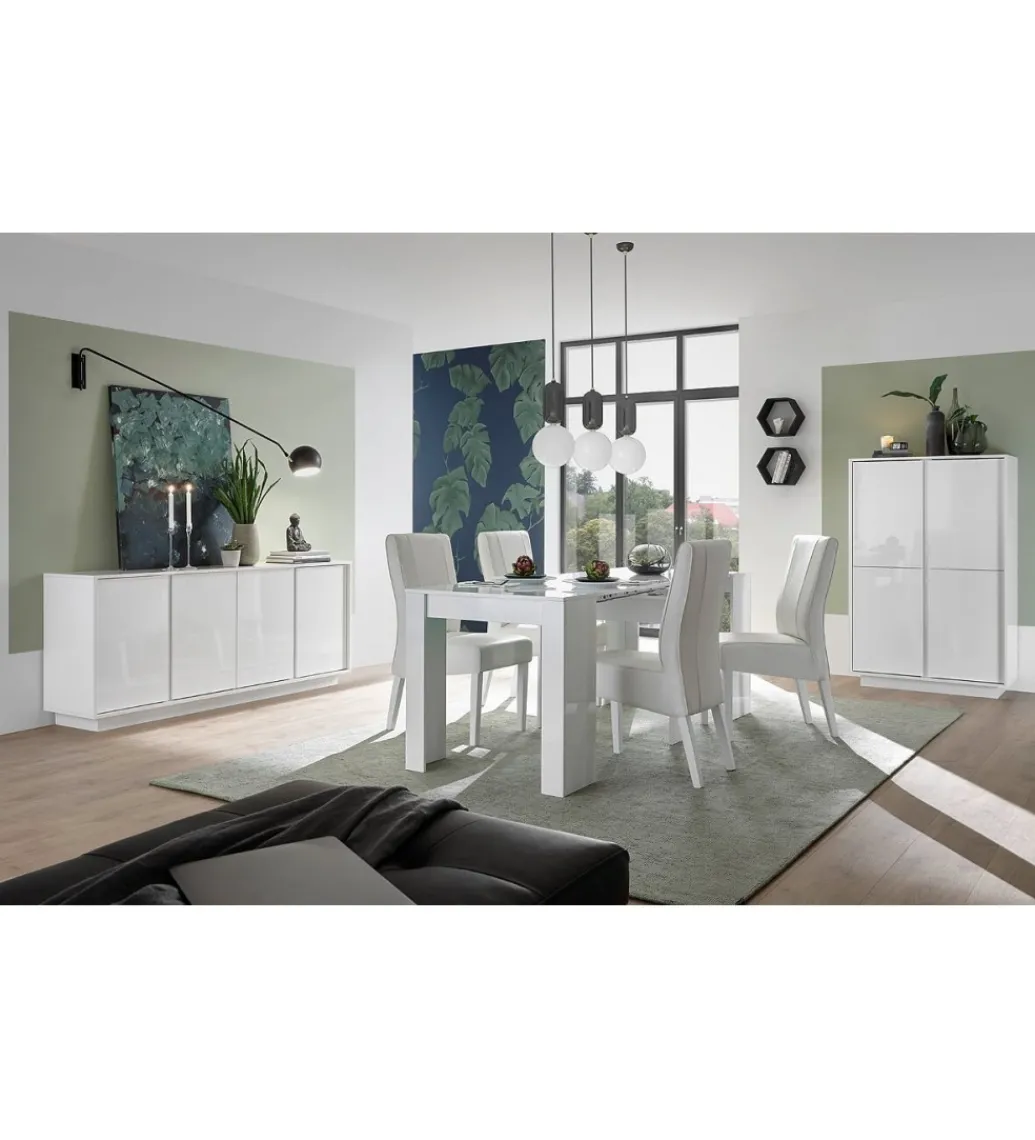 Stół BASIC 137 cm - 185 cm biały wysoki połysk*MCA Linia Włoska Sale