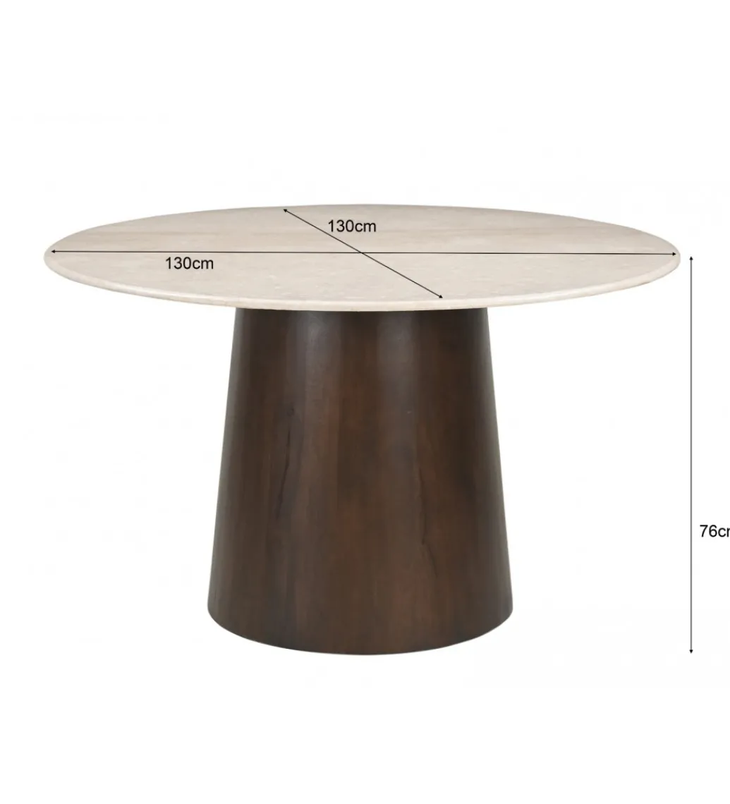 Stół Brix Bottecino 130 cm Marmur Drewno mango*LF-Design Discount