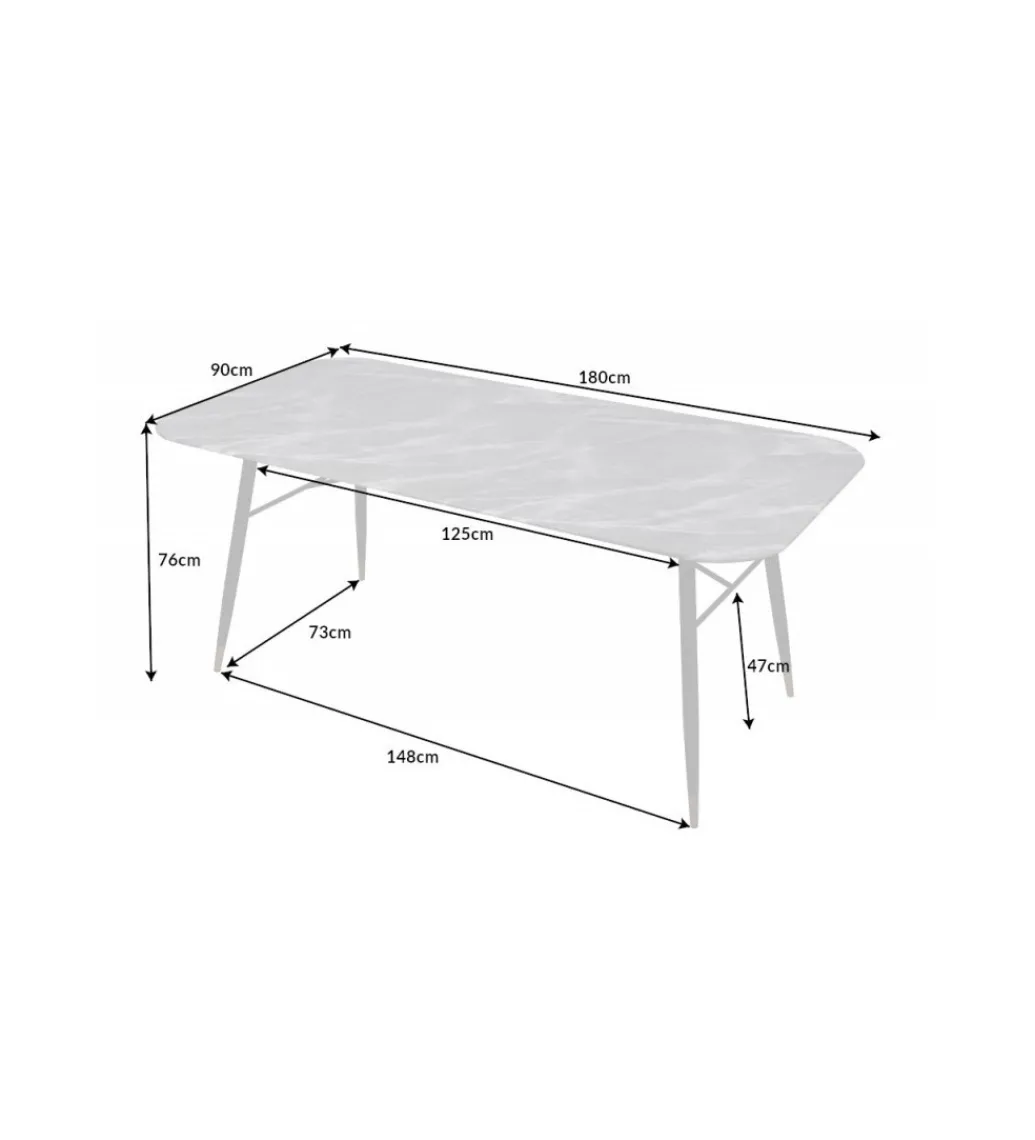 Stół CATANIA Paris 180 cm szkło w optyce szarego marmuru*Invicta Interior Outlet