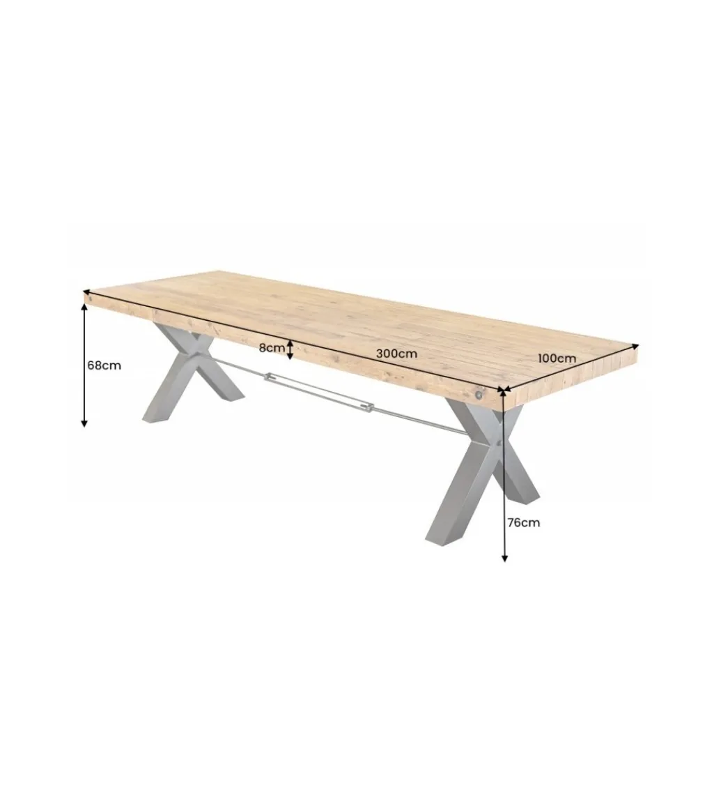 Stół FACTORY 300 cm drewno sosna brąz*Invicta Interior