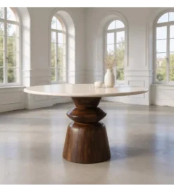 Stół GEHART 120 cm brązowy marmur drewno mango*Zona-Design Hot