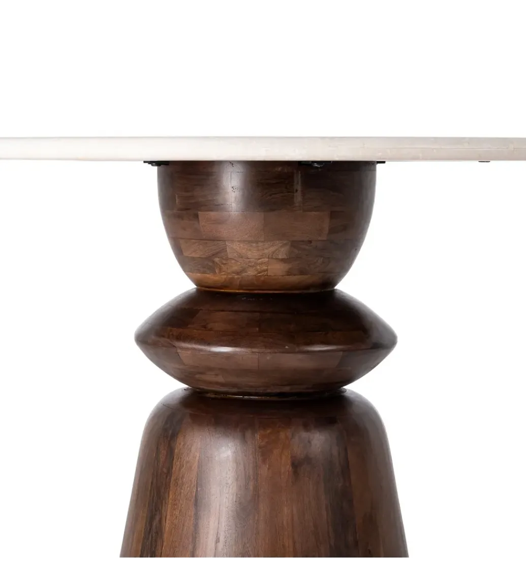 Stół GEHART 120 cm brązowy marmur drewno mango*Zona-Design Hot