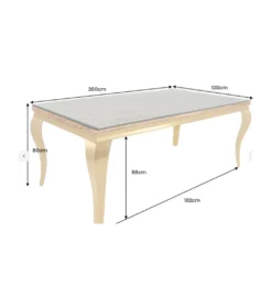 Stół jadalny MODERN BAROCK BARRACUDA 200 cm złoty szklany blat BEZ blatu tekowego*Invicta Interior