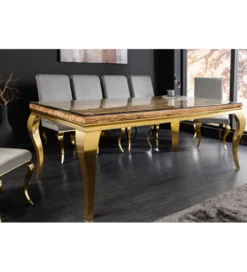 Stół jadalny MODERN BAROCK BARRACUDA 200 cm złoty szklany blat BEZ blatu tekowego*Invicta Interior
