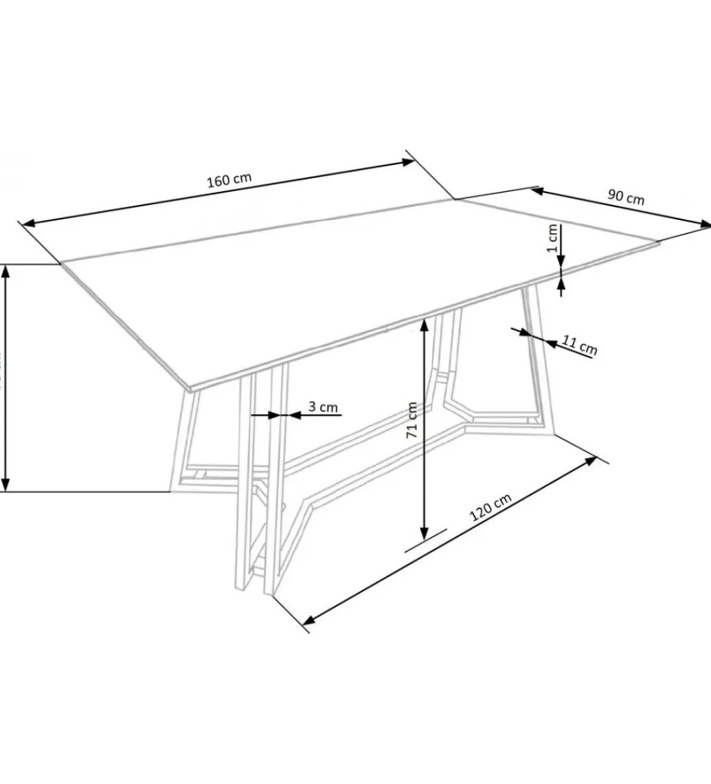 Stół KONAMI 160 cm w optyce czarnego marmuru*Halmar Best