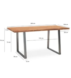 Stół KORNEL 200 cm drewno akacja*WOHNLING, GERMANY New