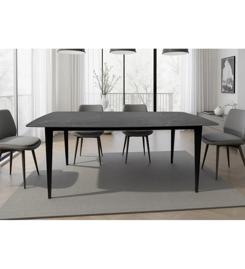 Stół MILANO 160 cm ceramiczny marmur blat antracyt*Invicta Interior Hot