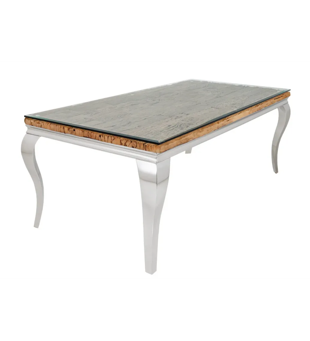Stół MODERN BAROCK BARRACUDA 200 cm chromowany szklany blat BEZ blatu tekowego*Invicta Interior Outlet