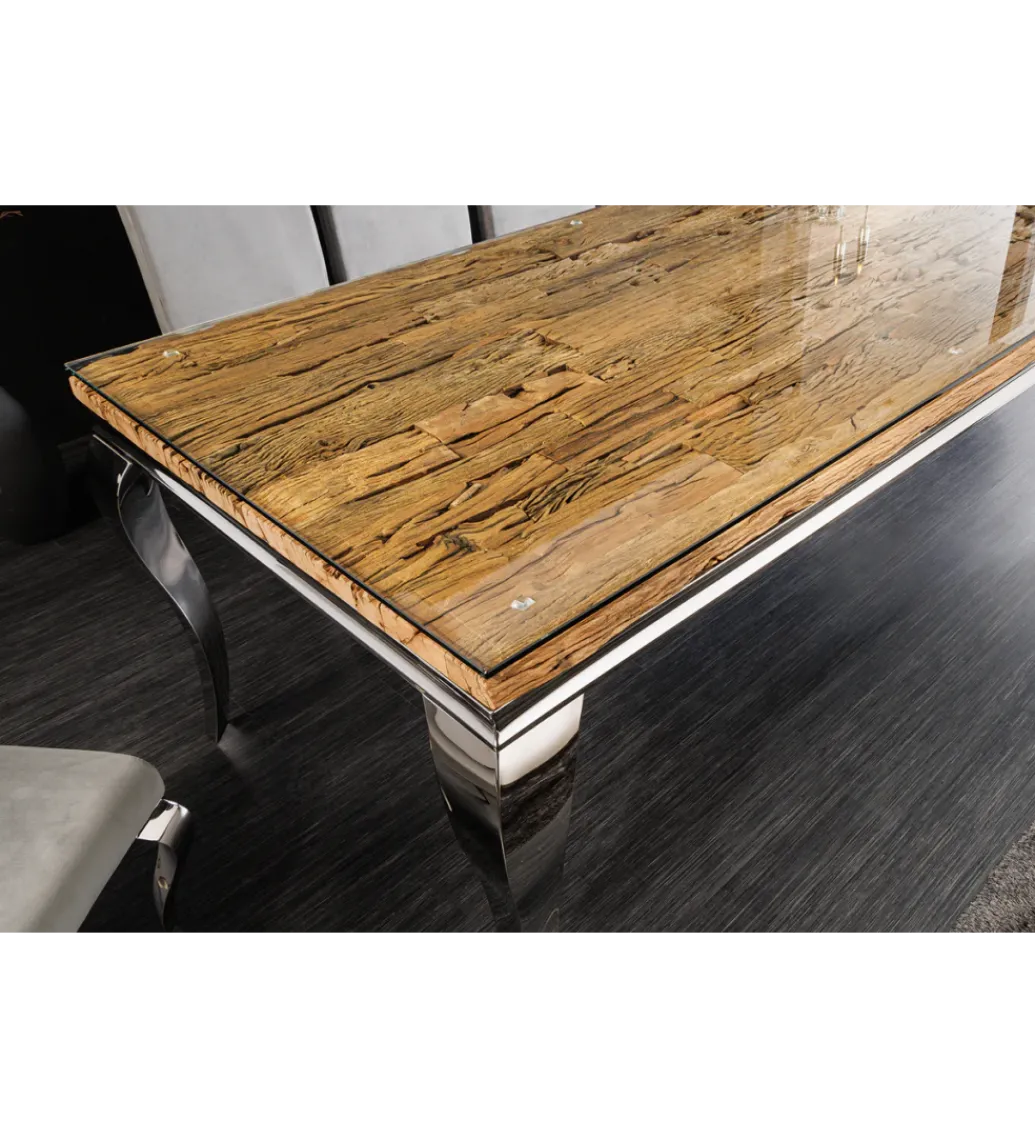 Stół MODERN BAROCK BARRACUDA 200 cm chromowany szklany blat BEZ blatu tekowego*Invicta Interior Outlet