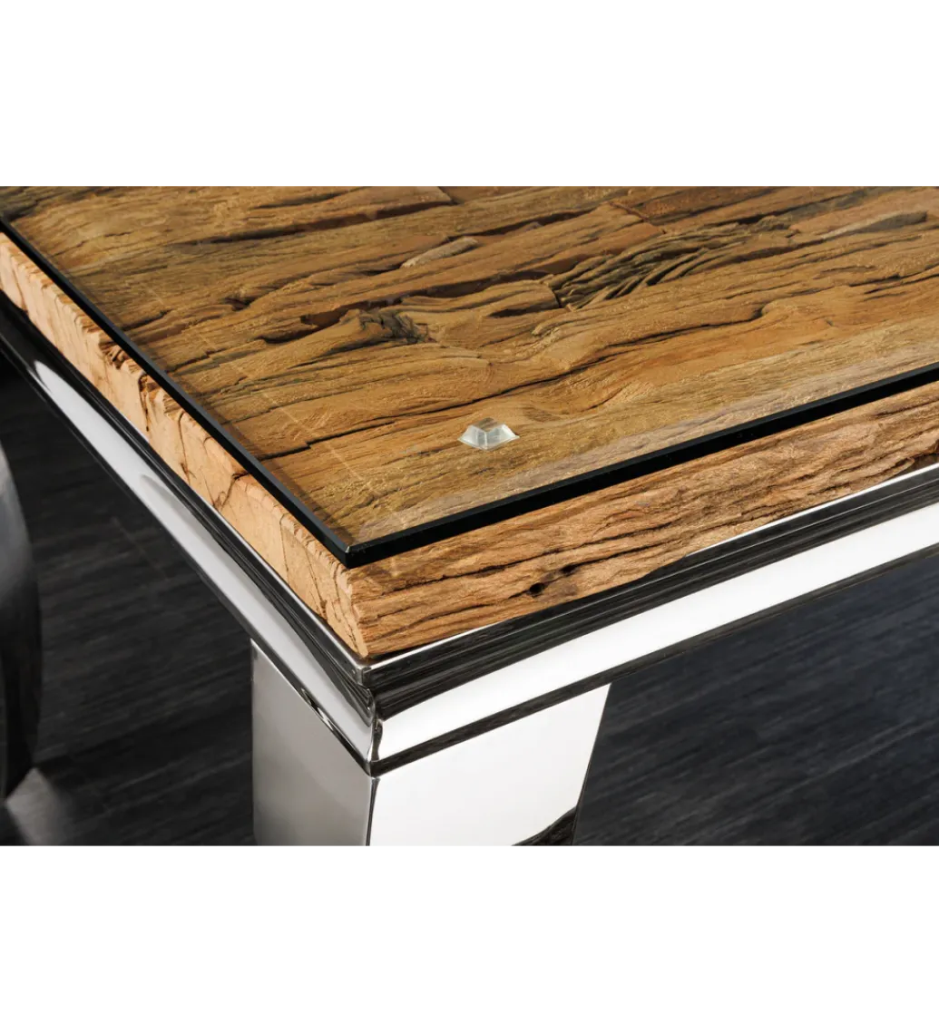 Stół MODERN BAROCK BARRACUDA 200 cm chromowany szklany blat BEZ blatu tekowego*Invicta Interior Outlet