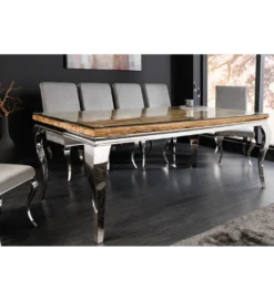 Stół MODERN BAROCK BARRACUDA 200 cm chromowany szklany blat BEZ blatu tekowego*Invicta Interior Outlet