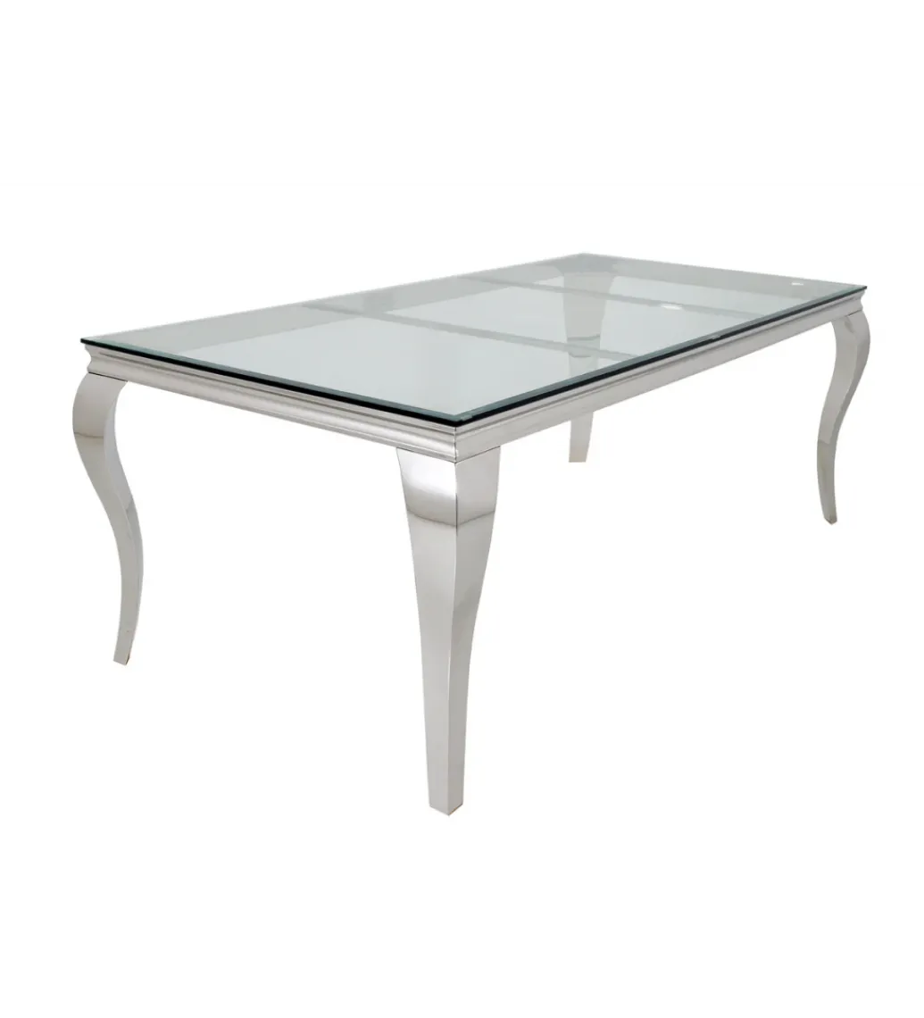 Stół MODERN BAROCK BARRACUDA 200 cm chromowany szklany blat BEZ blatu tekowego*Invicta Interior Outlet