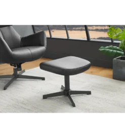 Stołek obrotowy VOGUE 45 cm skórzany czarny*Invicta Interior - przedsprzedaż Discount