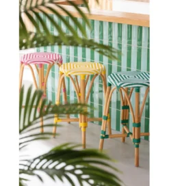 Stołek TAGOS rattan żółty*J-Line