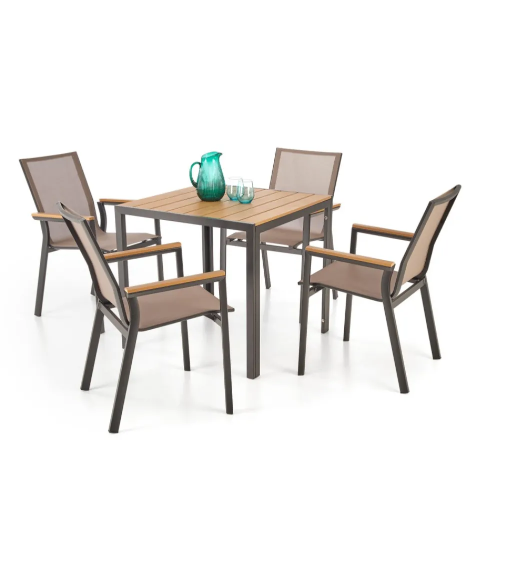 Stół ogrodowy FIERRO 80 cm brązowy czarny*Halmar Clearance