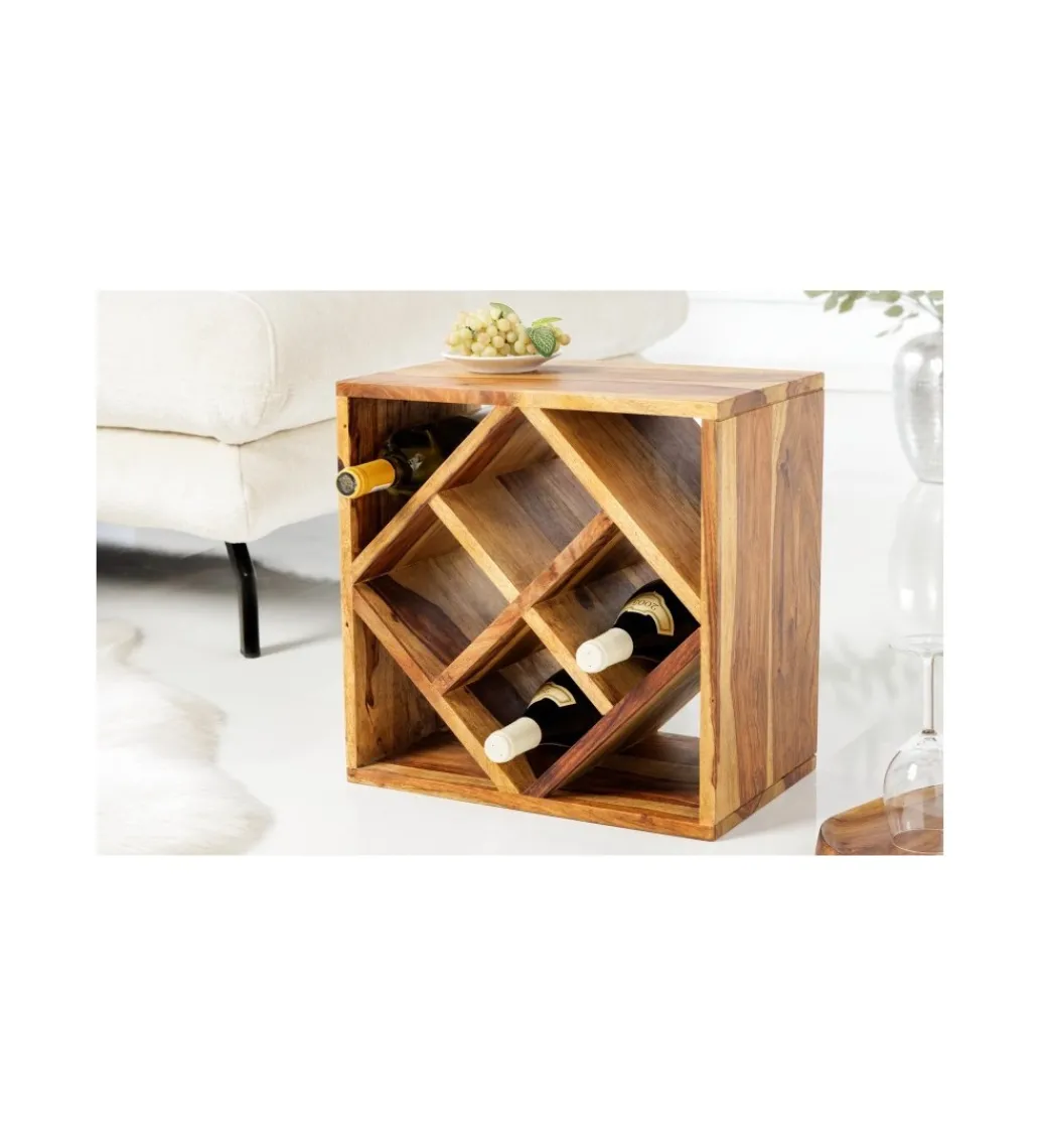 Stojak na wino Cube 40 cm drewno sheesham*Invicta Interior Sale