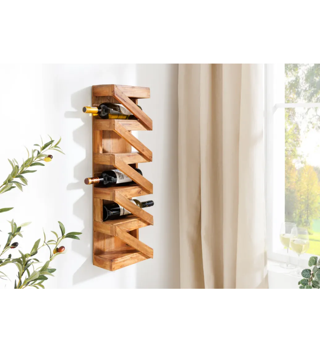 Stojak na wino MAKASSAR 80 cm na 5 butelek drewno teak*Invicta Interior Online