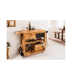 Stojak na wino REMMES 92 cm drewno mango*Invicta Interior Online