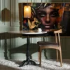 Stół okrągły AUESON 80 cm czarny blat w optyce marmuru*Zona-Design