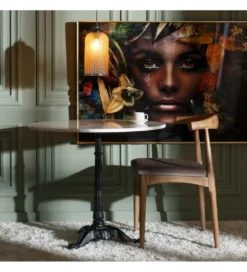 Stół okrągły AUESON 80 cm czarny blat w optyce marmuru*Zona-Design