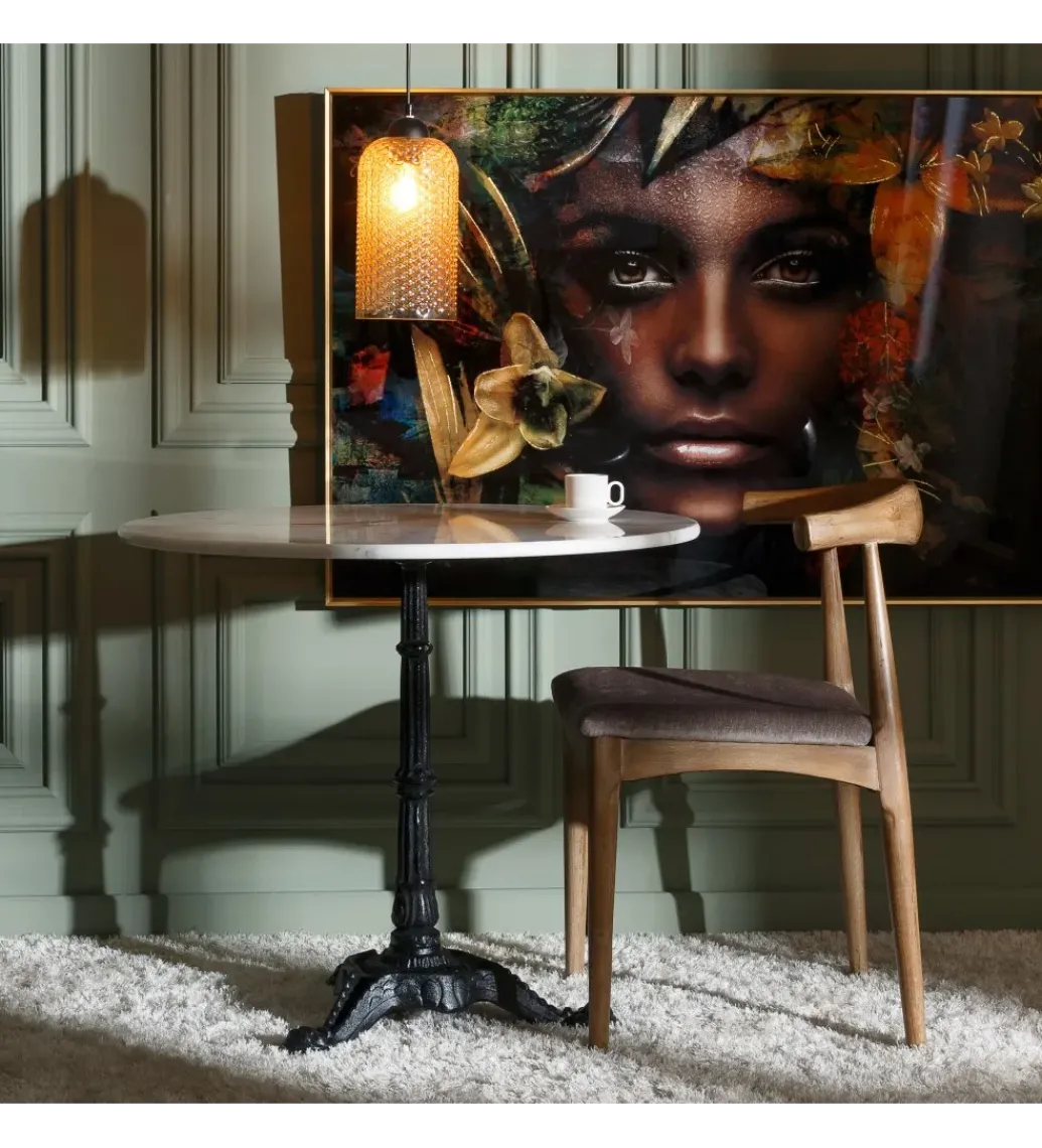 Stół okrągły AUESON 80 cm czarny blat w optyce marmuru*Zona-Design