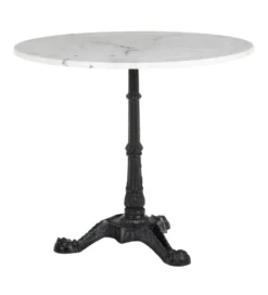 Stół okrągły AUESON 80 cm czarny blat w optyce marmuru*Zona-Design