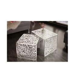 Stolik Abstract DELICADO Zestaw 2 Srebrny*Invicta Interior Outlet