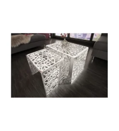 Stolik Abstract DELICADO Zestaw 2 Srebrny*Invicta Interior Outlet