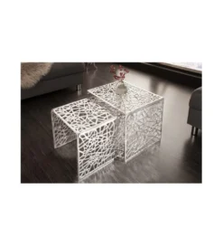 Stolik Abstract DELICADO Zestaw 2 Srebrny*Invicta Interior Outlet