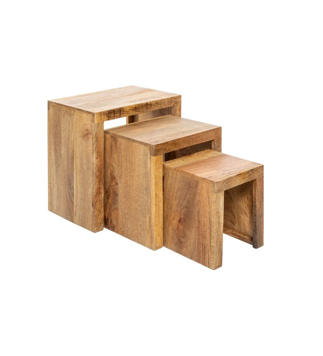 Stolik Finice Craft kawowy Makassar SET 3 drewno mango*Invicta Interior Hot