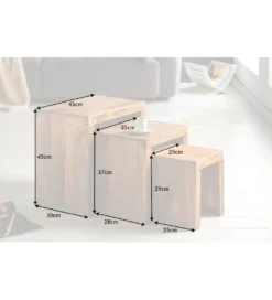 Stolik Finice Craft kawowy Makassar SET 3 drewno mango*Invicta Interior Hot