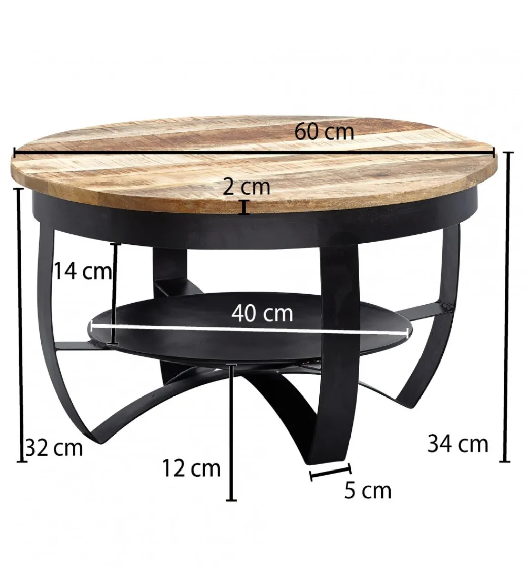 Stolik kawowy AFLAN 60 cm drewno mango*WOHNLING, GERMANY New