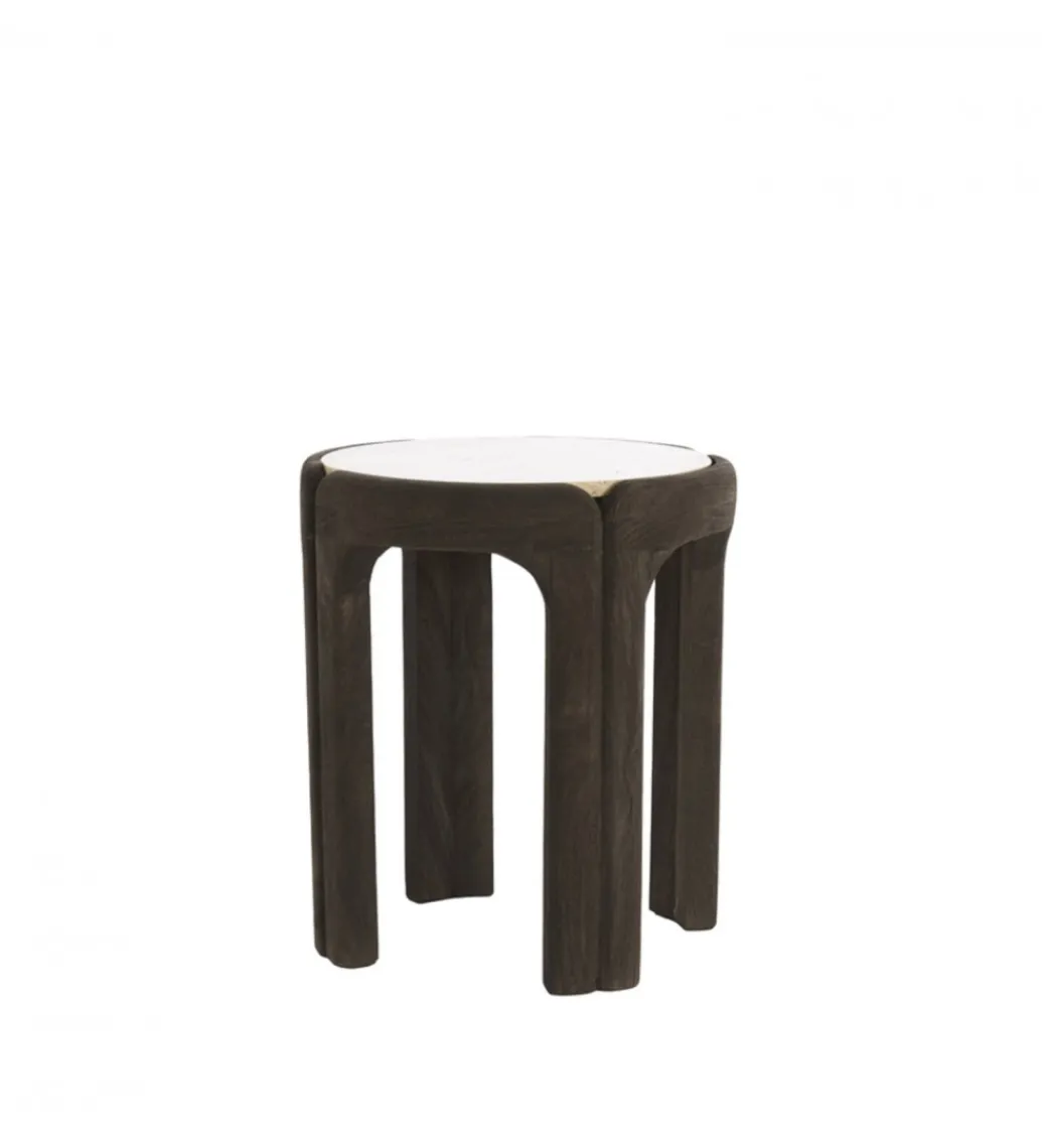 Stolik kawowy ALI 45 cm ciemnobrązowy piaskowy*L&L New