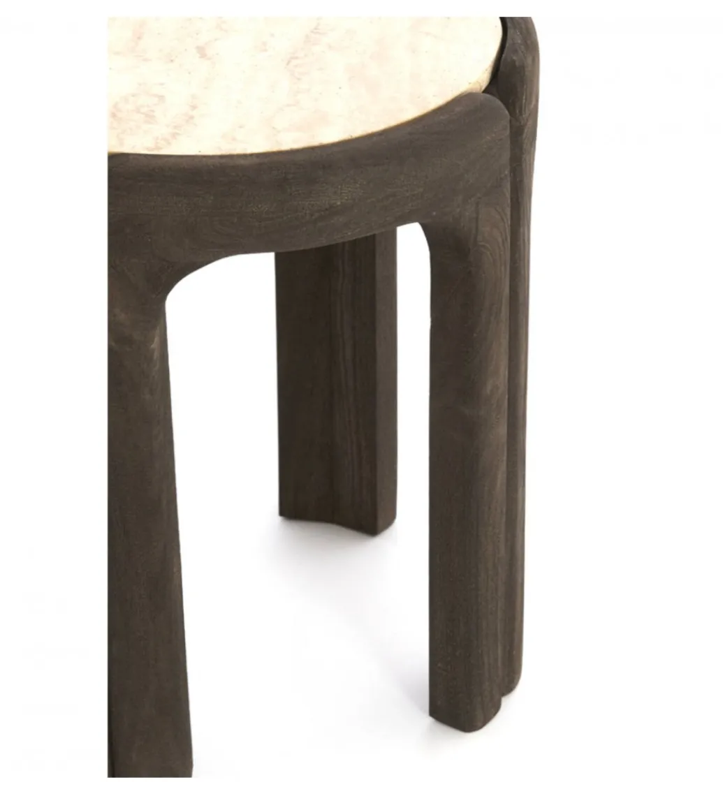 Stolik kawowy ALI 45 cm ciemnobrązowy piaskowy*L&L New