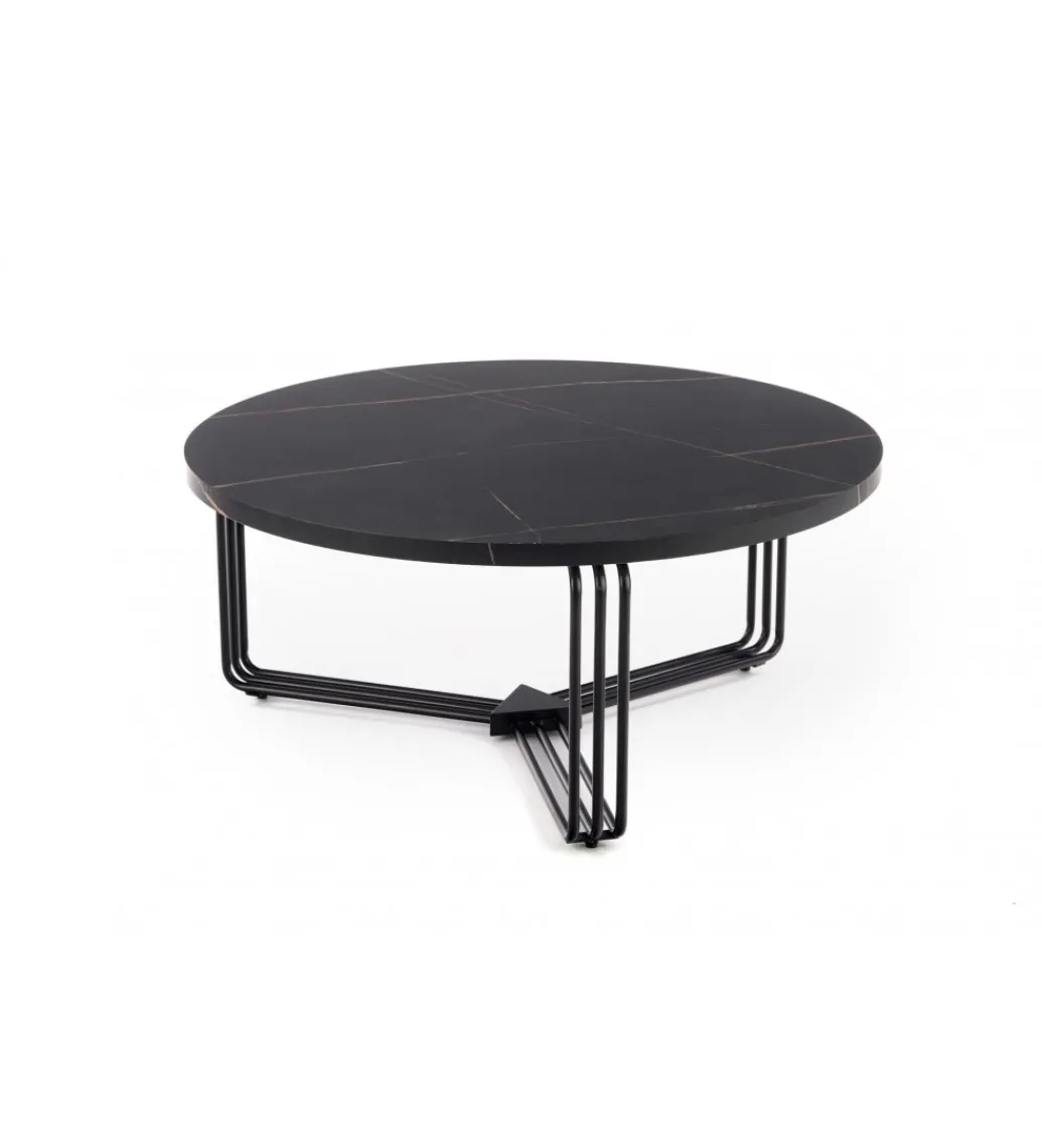 Stolik kawowy ANTICA 80 cm w optyce czarnego marmuru*Halmar Discount