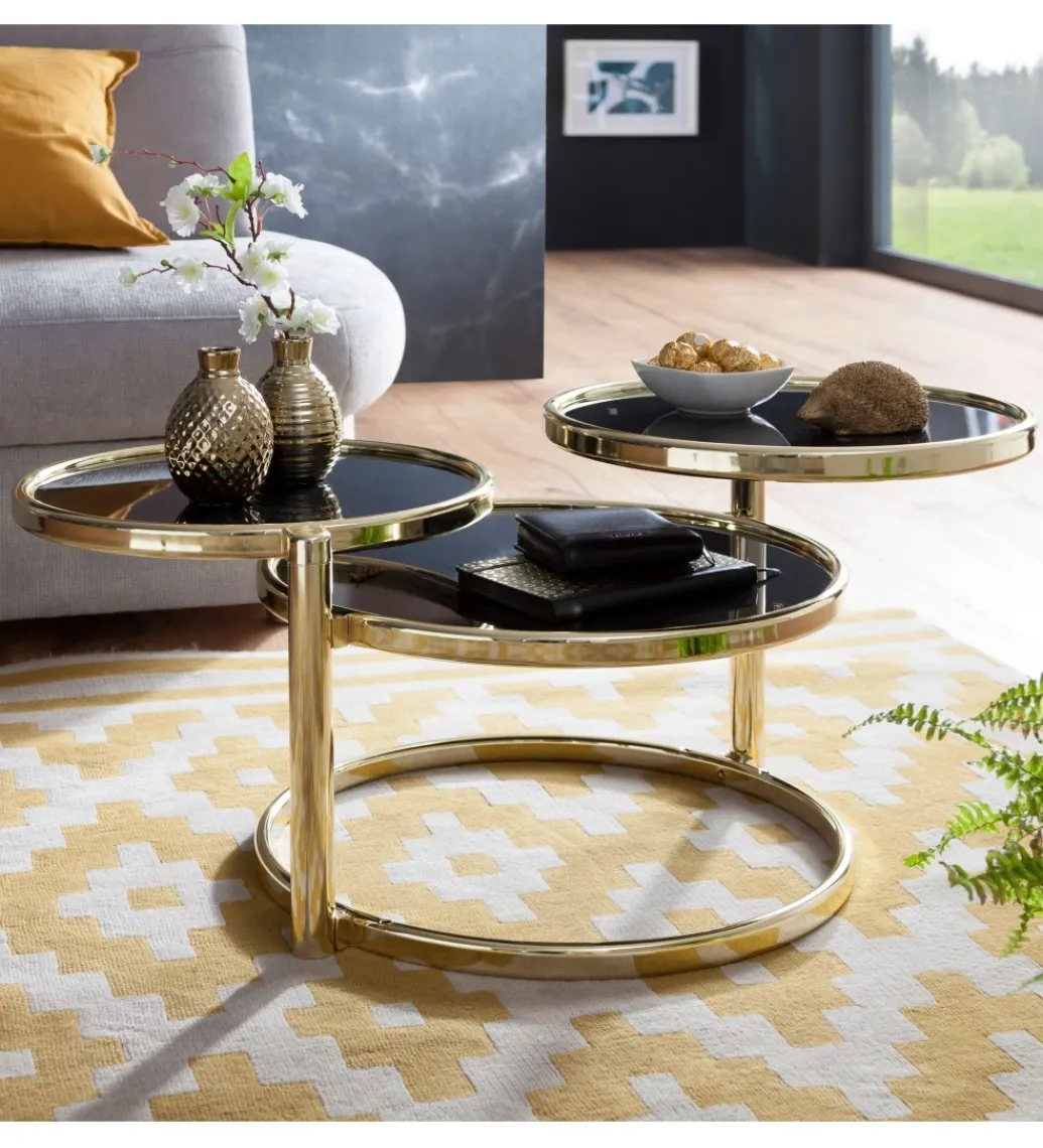 Stolik kawowy ART DECO 58 cm - 139 cm czarno złoty*WOHNLING, GERMANY Discount