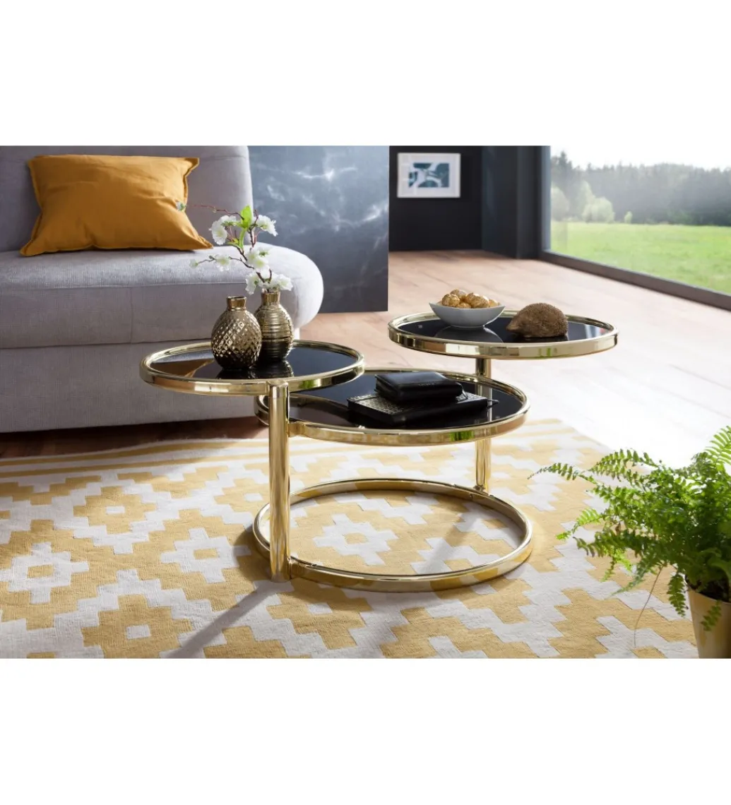 Stolik kawowy ART DECO 58 cm - 139 cm czarno złoty*WOHNLING, GERMANY Discount
