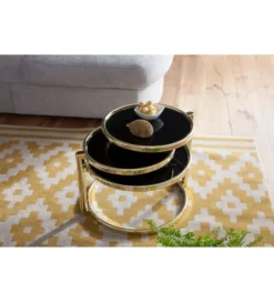 Stolik kawowy ART DECO 58 cm - 139 cm czarno złoty*WOHNLING, GERMANY Discount