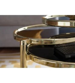Stolik kawowy ART DECO 58 cm - 139 cm czarno złoty*WOHNLING, GERMANY Discount