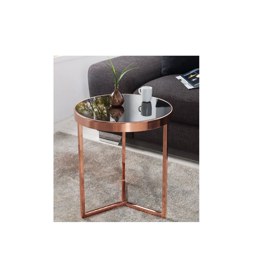 Stolik kawowy Art Deco 45 cm czarno miedziany*Invicta Interior Online