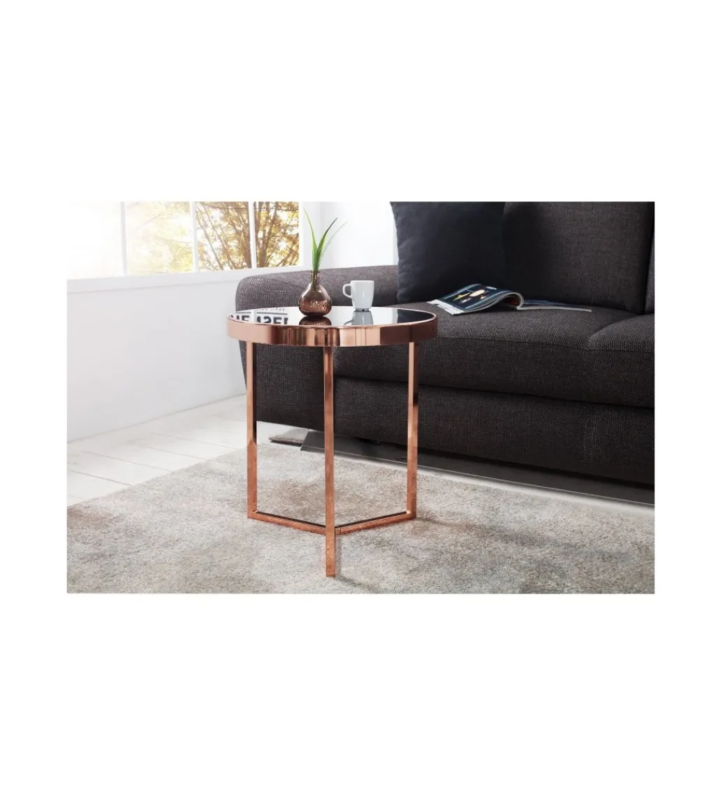 Stolik kawowy Art Deco 45 cm czarno miedziany*Invicta Interior Online