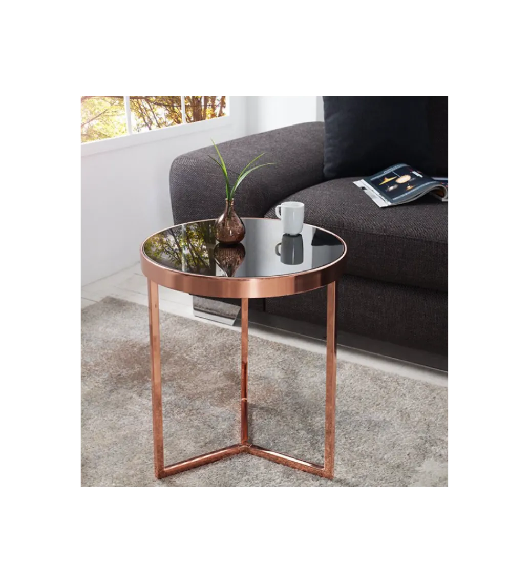 Stolik kawowy Art Deco 45 cm czarno miedziany*Invicta Interior Online