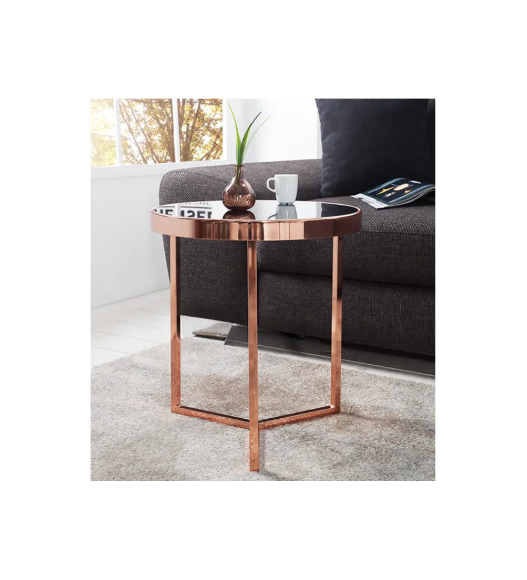 Stolik kawowy Art Deco 45 cm czarno miedziany*Invicta Interior Online