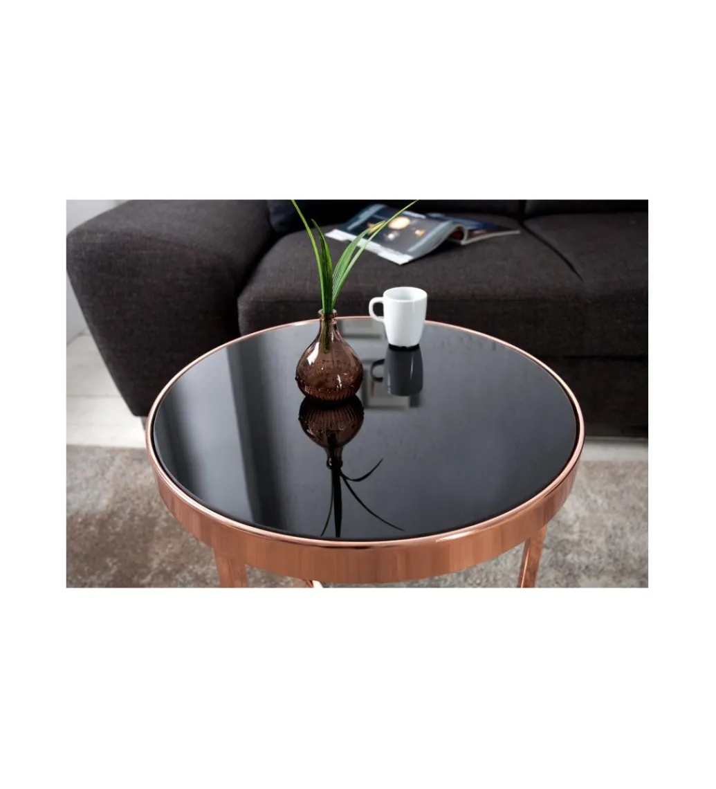 Stolik kawowy Art Deco 45 cm czarno miedziany*Invicta Interior Online