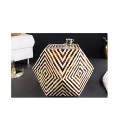 Stolik kawowy ASIM 57 cm brązowo biały*Invicta Interior Outlet