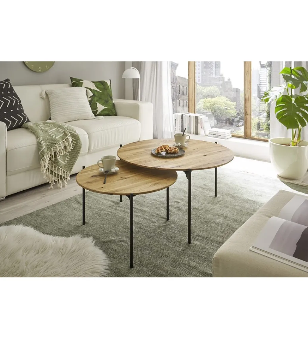 Stolik kawowy ASSUAN 74 cm dąb olejowany*MCA Discount