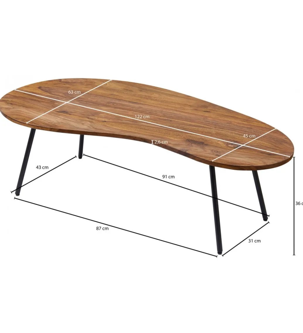 Stolik kawowy AVOLA 122 cm drewno sheesham*WOHNLING, GERMANY Hot