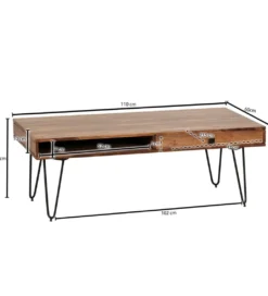 Stolik kawowy BAGLI 110 cm drewno sheesham*WOHNLING, GERMANY Discount