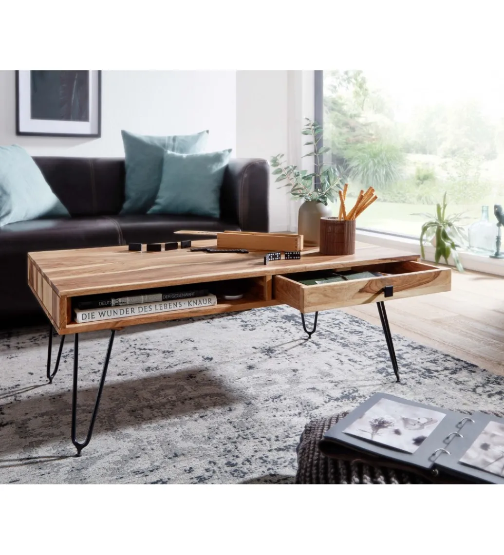 Stolik kawowy BAGLI 110 cm drewno akacja*WOHNLING, GERMANY Clearance