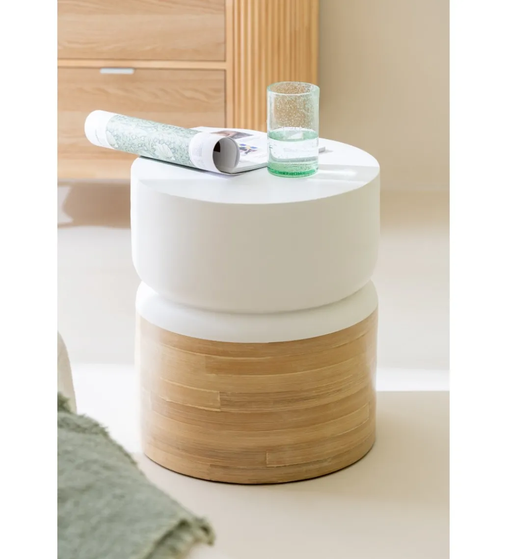Stolik kawowy Bamboo 40 cm biały*J-Line Best